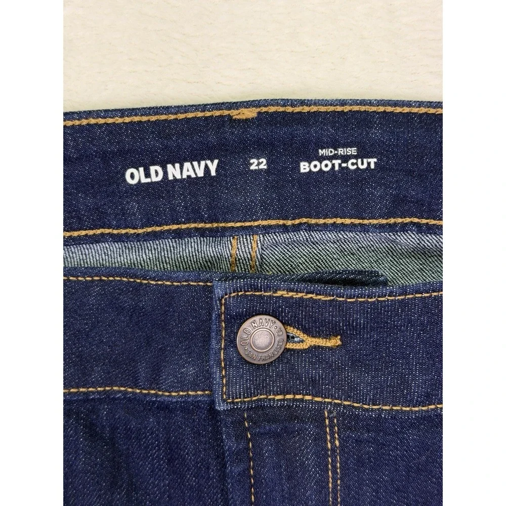 New Old Navy Jeans Womens 22 Plus Blue‎ Dark Wash Mid Rise Wow Bootcut Stretch